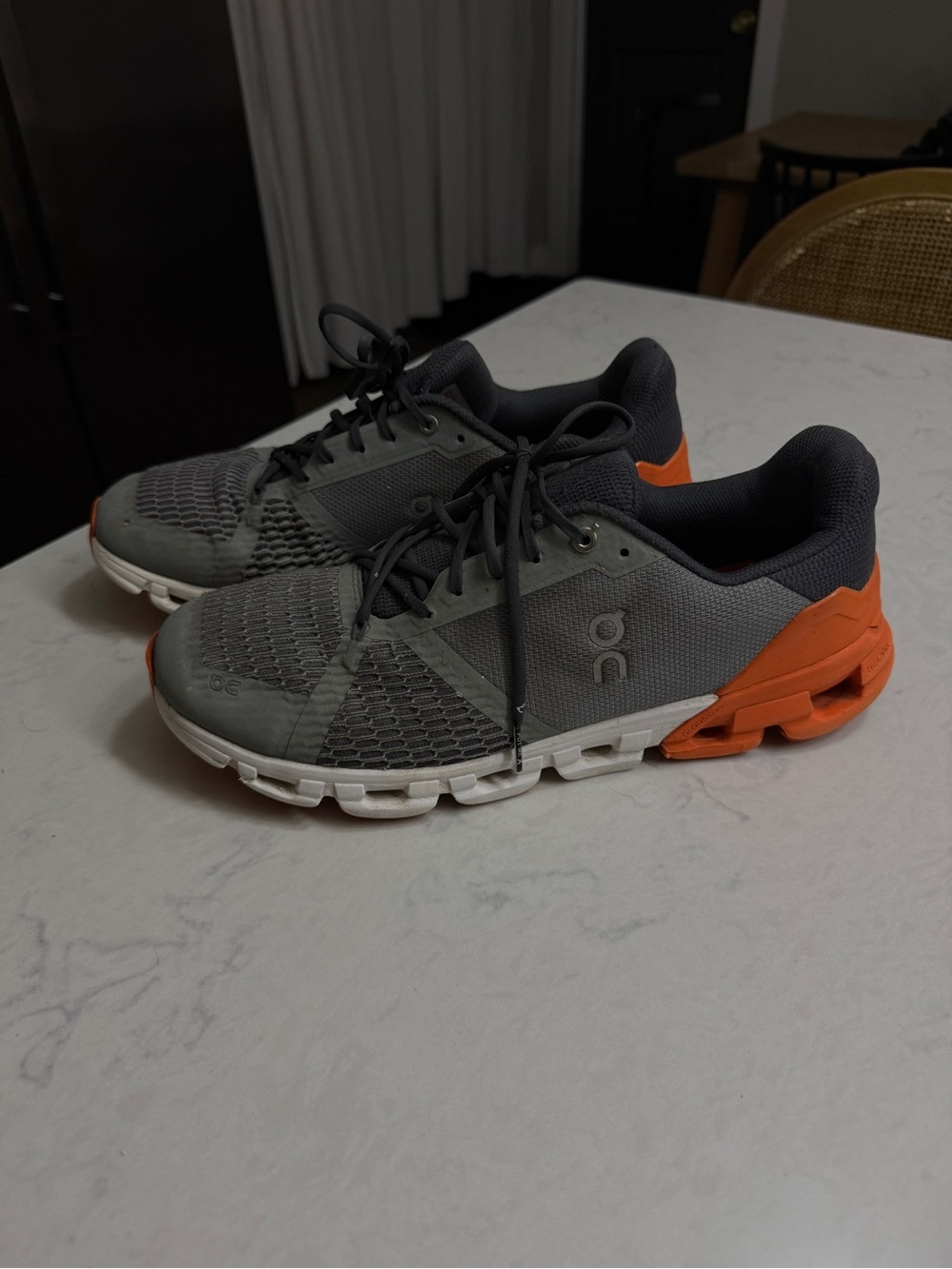 On Running Men’s Athletic Shoes - Gray with Orange Accents